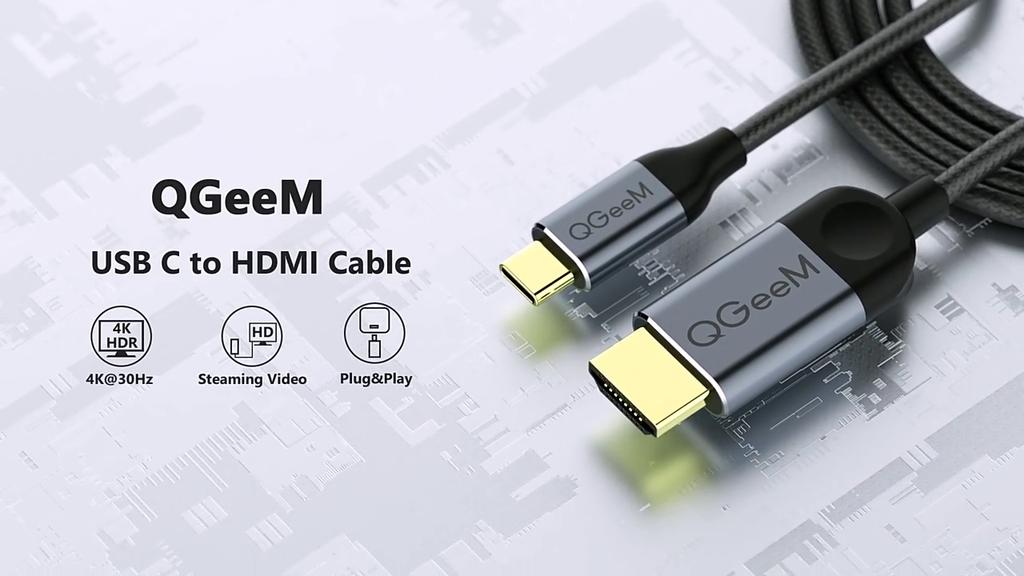 QGeeM Кабель USB C — HDMI, преобразователь HDMI Thunderbolt3 4K типа C для MacBook Huawei Mate 30, адаптер USB-C HDMI, адаптер USB типа C — HDMI
