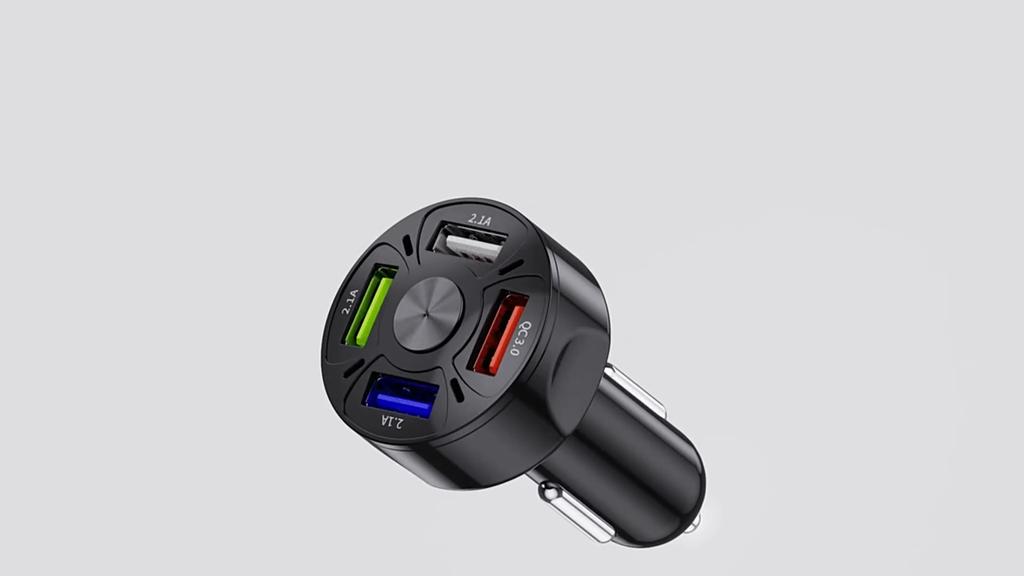 4 Port Car Charger, Cigarette Lighter Usb Charger, 3.0 Quick Car Phone Charger 7A Fast Car Charger Adapter For Mobile Tablets And Other Devices