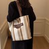 Tote Bag Women's Striped Canvas Shoulder Bag Student Class Hand Bag