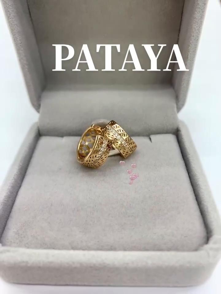 PATAYA Круглые серьги из розового золота 585 пробы с инкрустацией белого циркония