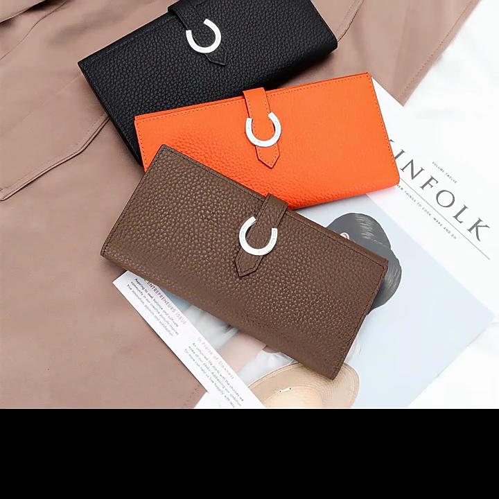 2024 New Real Leather Women Wallets Long Calfskin Purses For Ladies Fashion C Letter Hasp Clutch Bag High Capacity Phone Purse