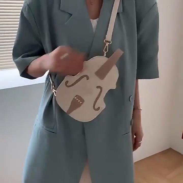 Yogodlns Creative Violin Female Crossbody Bag PU Leather Small Backpacks for Women Luxury Design Thread Ladies Fashion Shoulder Bag