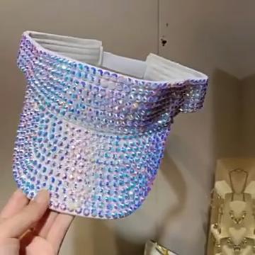 Модная летняя шляпа с открытым верхом, украшенная стразами и цепочкой, для защиты от солнца