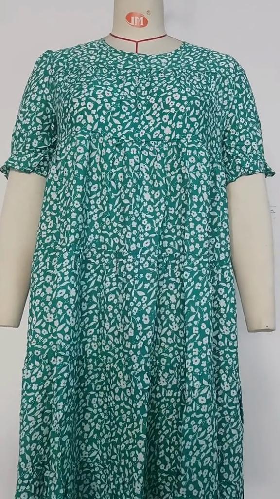 Женское платье больших размеров, летнее свободное платье с коротким рукавом и принтом, пляжные платья