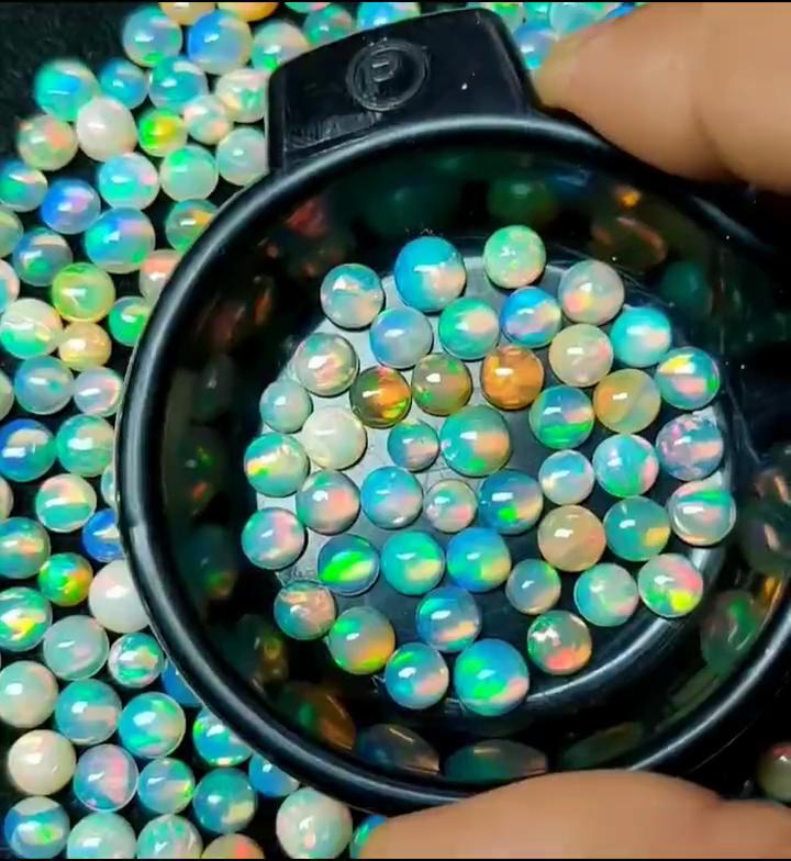 Multi Color Natural Ethiopian Round Shape Ethiopian Opal Cabochon Gemstone Bulk Lot, Loose Gemstone Lot.