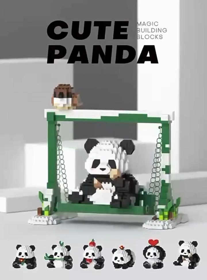 Гигантская панда Строительные блоки Цветочные головоломки Menglan Игрушки для детского дня
