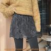 Flower Pattern Lace Hem Mini Skirt For Layered Sweatshirt Styling