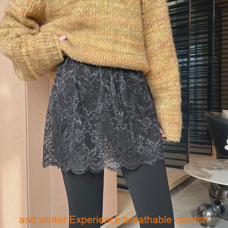 Flower Pattern Lace Hem Mini Skirt For Layered Sweatshirt Styling