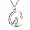 New Fashion Cute Micro-inlaid Moon Cat Pendant Necklace Female Valentine's Day Gift Jewelry
