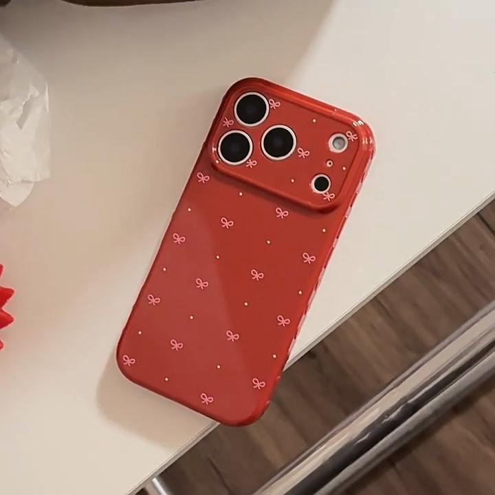 Ретро бордовый чехол для телефона с бантом для iPhone 16, iPhone 17, iPhone 17 Pro Max