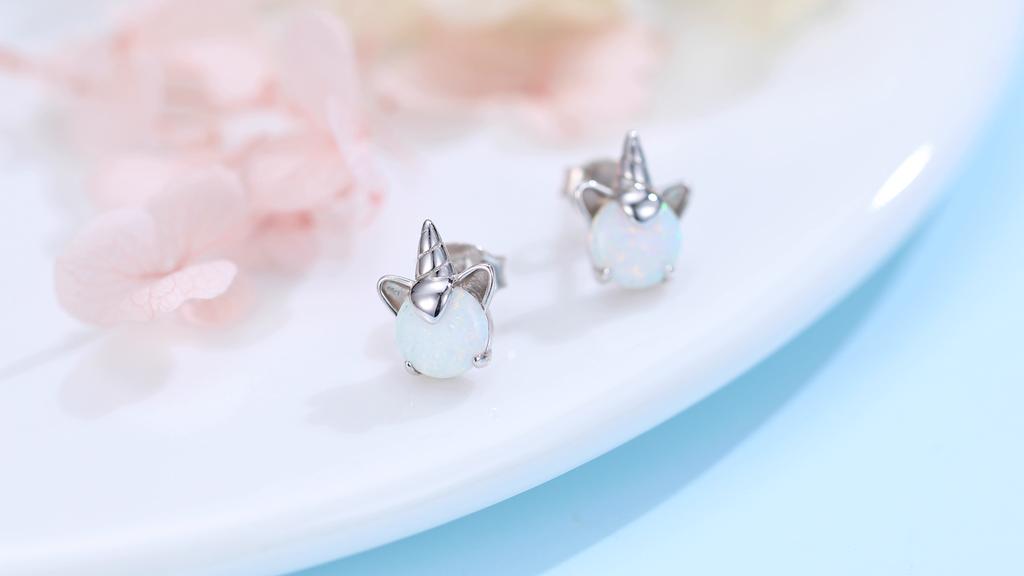 Серьги BAMOER в виде единорога из стерлингового серебра 925 пробы