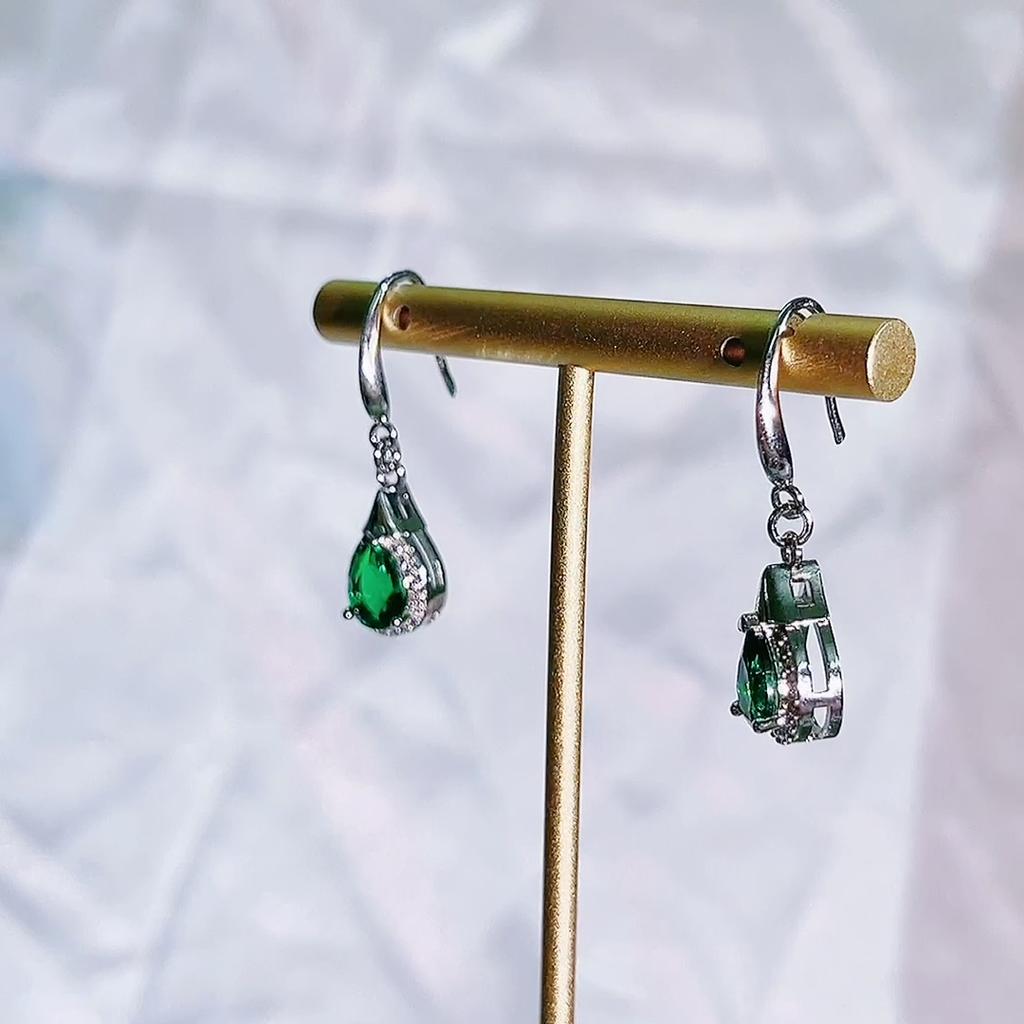 BELLA BOX Classic Copper Alloy Earrings For Women Green Zircon Fashion Ear Drop Female Gifts Engagement Jewelry