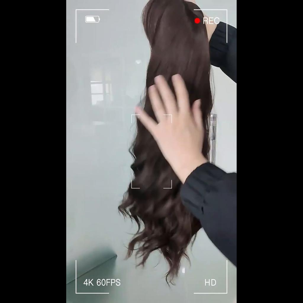 LISI HAIR Ladies Fashion Long Wavy Hair Wig with Bangs Black Brown Blonde Synthetic Fiber Wig with Bangs Party Daily Wear