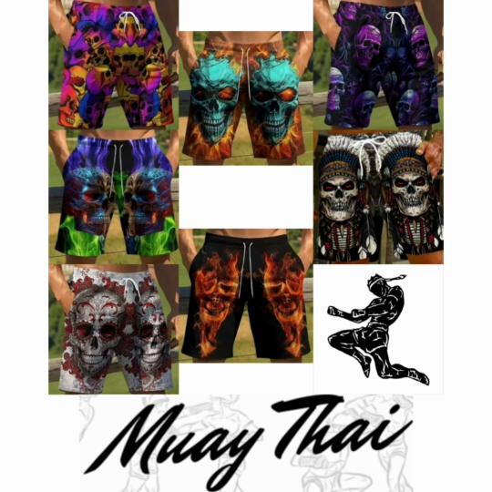 Vintage Fire Skull Ghost Boxing Muay Thai Kickboxing Shorts 3D Print Training Unisex Men Women Quick Dry Fitness Gym Sport Workout