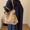 Однотонная холщовая сумка, женская сумка через плечо большой емкости, портативная большая сумка