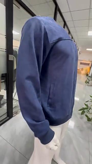 Autumn Suede Solid Color Men's Zipper Jacket Casual Retro Long Sleeved Cardigan Jacket Men's