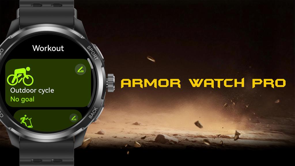 Ulefone Armor Watch Pro Водонепроницаемые умные часы 1,5-дюймовый AMOLED-дисплей, Встроенный GPS, Монитор сердечного ритма, Спортивные умные часы для мужчин и женщин