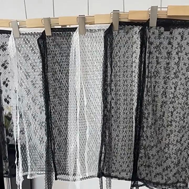 Spring Summer One Piece Floral Embroidery Lace Skirt Layering Wearing Half Body Gauze Dress Women Fart Curtain