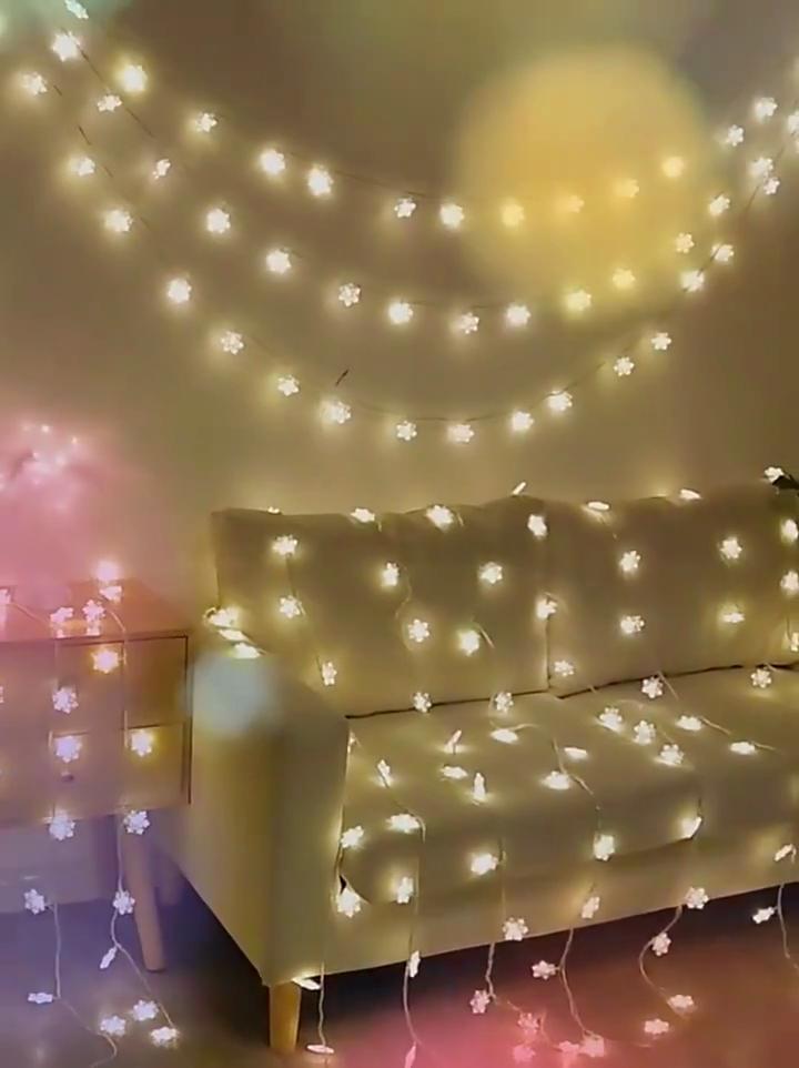 80 светодиодных гирлянд в виде снежинок, гирлянда на батарейках USB, рождественские огни, рождественская елка, новогоднее украшение для комнаты, уличный светильник