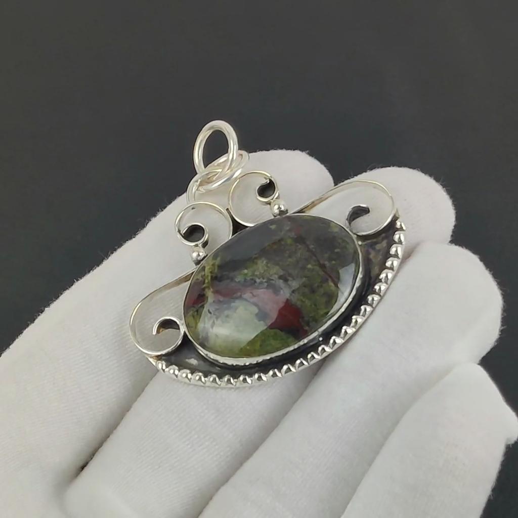 Серебряный кулон с натуральным драгоценным камнем «кровь дракона» из серебра 925 пробы — дизайн ручной работы, повседневное украшение, подарок на помолвку