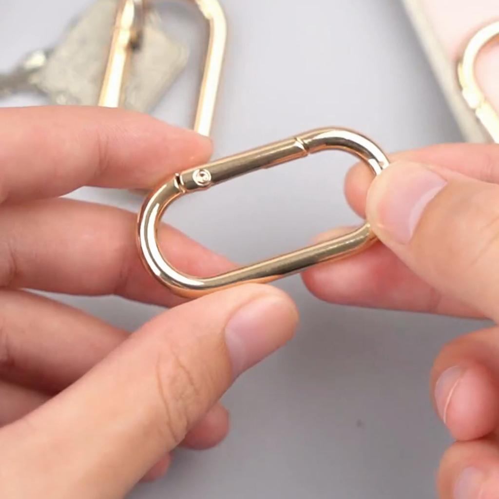 5pcs Oval Spring Ring Clips, Metal Keyring Purse Clip, Opening O Ring Clip for Men's Keychains, Backpacks, Keys