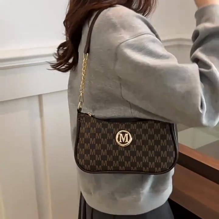 French retro underarm bag for women, new model, letter print, small square bag, chain shoulder bag, handbag