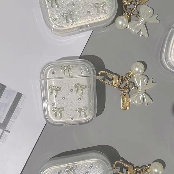 2026 Новый 3D Чехол-бант для AirPods Pro 3, Прозрачный Блестящий Защитный Чехол для AirPods 4, Прозрачный Фантомный Ударопрочный Чехол для Наушников для Женщин