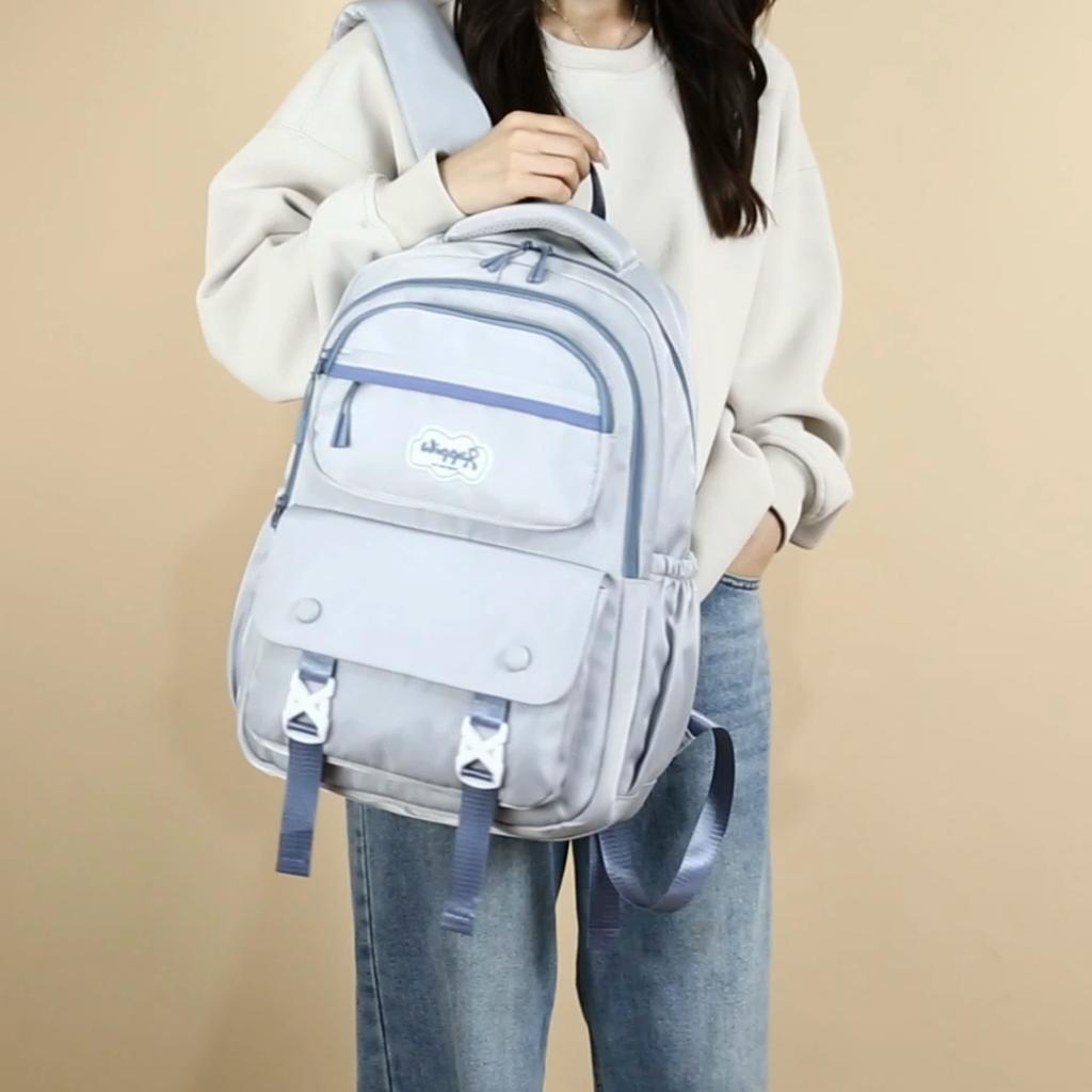 Children's Schoolbag Solid Color Women's Large Capacity Backpack Water-Repellent Backpack Student Backpack