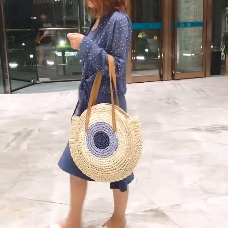 Round Women Handbag Handmade Shoulder Bag Bohemian Summer Beach Bags Woven Straw Bag Large Capacity Female Travel Tote