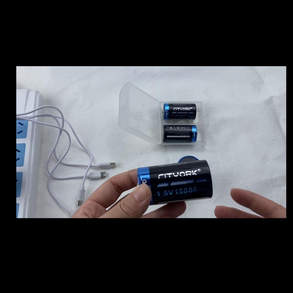 Cityork C LR14 Rechargeable Battery 1.5V 5500mWh Li-ion Batteries Type-c USB Charging for Gas stove,Flashlight,water Heater