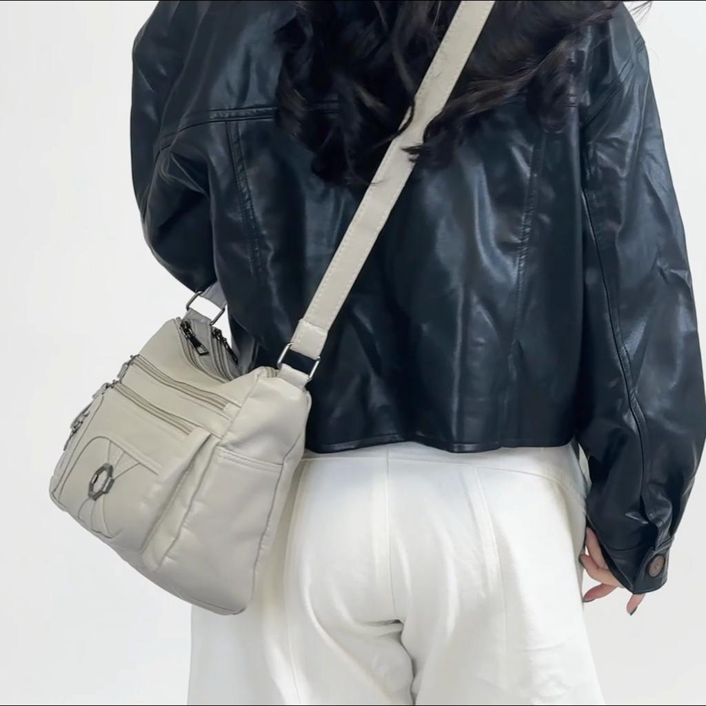 Винтажная сумка через плечо, женская сумка среднего возраста, мягкая кожаная многослойная сумка через плечо