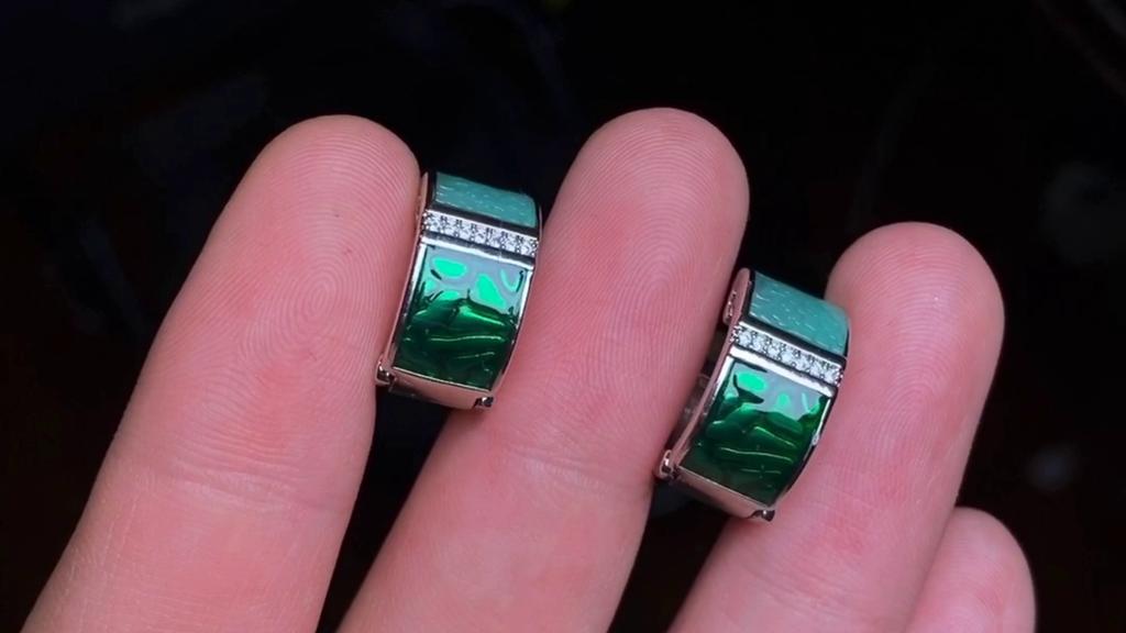 Exquisite Earrings for Women Genuine Green Square Sparkling CZ Stud Chic Fine Jewelry Handmade Enamel Bridal Jewelry