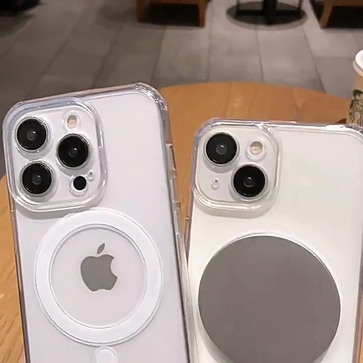 Магнитный чехол для iPhone 16 15 14 13 12 Pro Max, прозрачный чехол с защитой от желтого цвета для iPhone 16 Pro, тонкий чехол для беспроводного зарядного устройства