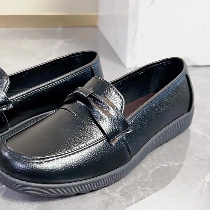 Женские мокасины с бантом на мягкой подошве для женщин среднего возраста на весну и осень, простые модные удобные плоские нескользящие рабочие туфли для мам