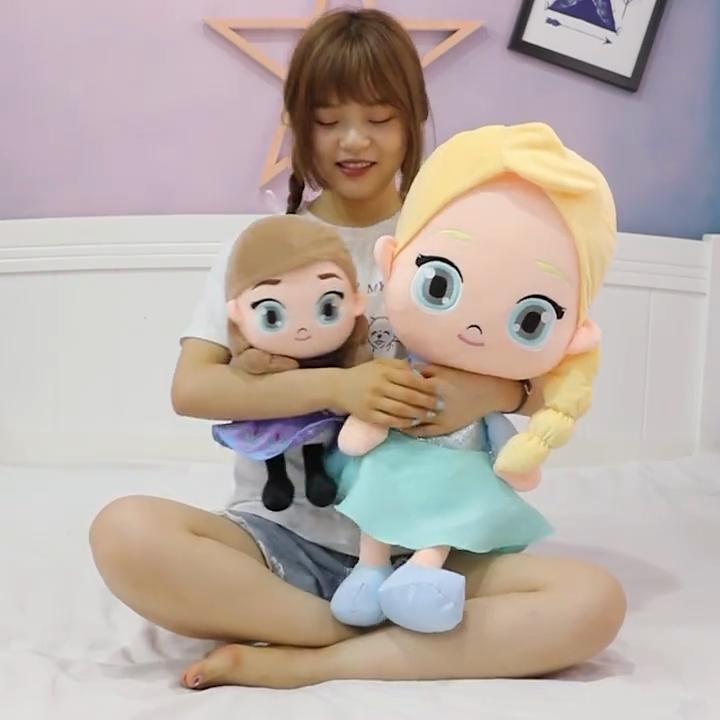 Disney Frozen Anna Elsa Plush Toy Soft Stuffed Doll For Room Decoration Skin-friendly And Collectible