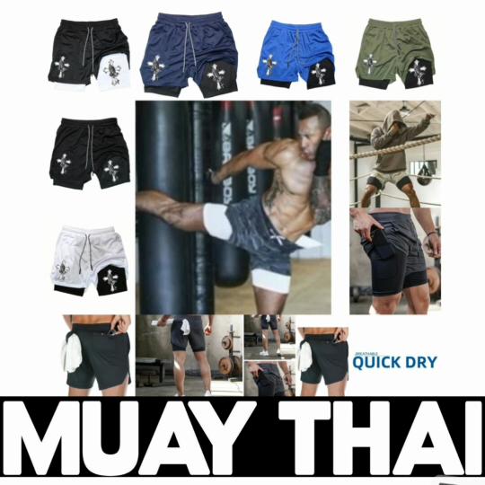 Muay Thai Kick Boxing MMA Shorts Cross Christian Pray God Men Women Unisex Double Layer Quick Dry Breathable Training Sport Gym Fitness Workout