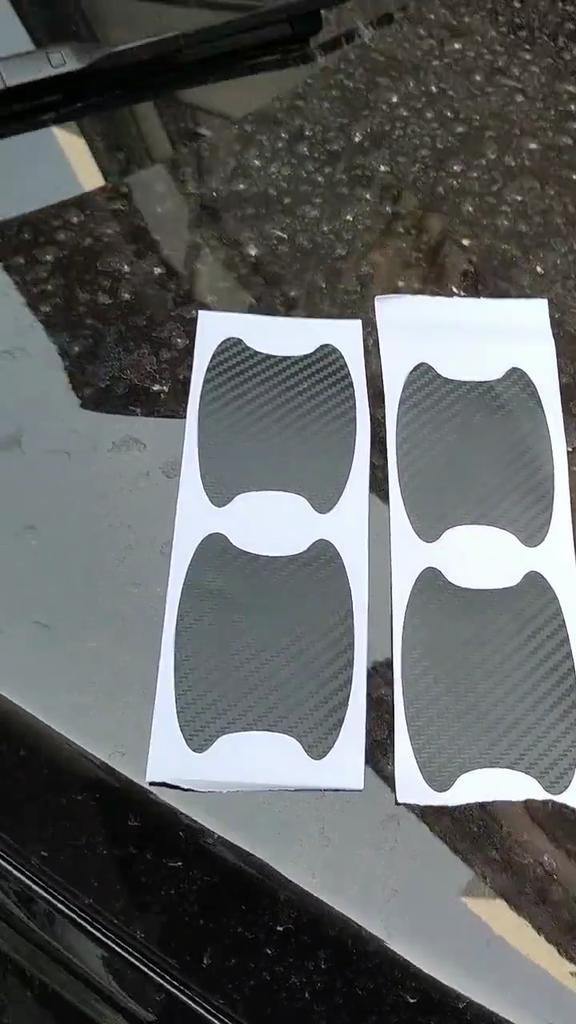 4pcs/Set Carbon Fiber Texture Car Door Handle Cup Scratch Protective Stickers Exterior Waterproof Auto Door Bowl Sticker