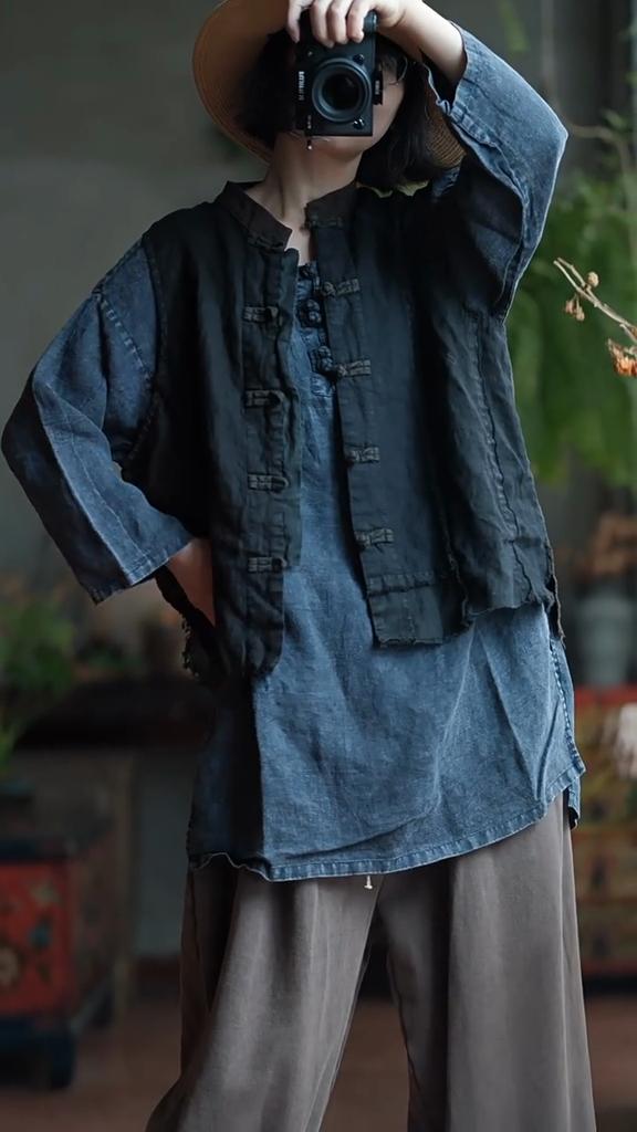 Johnature Женские винтажные жилеты пальто пэчворк цветные пуговицы на подставке осенние жилеты пальто в китайском стиле