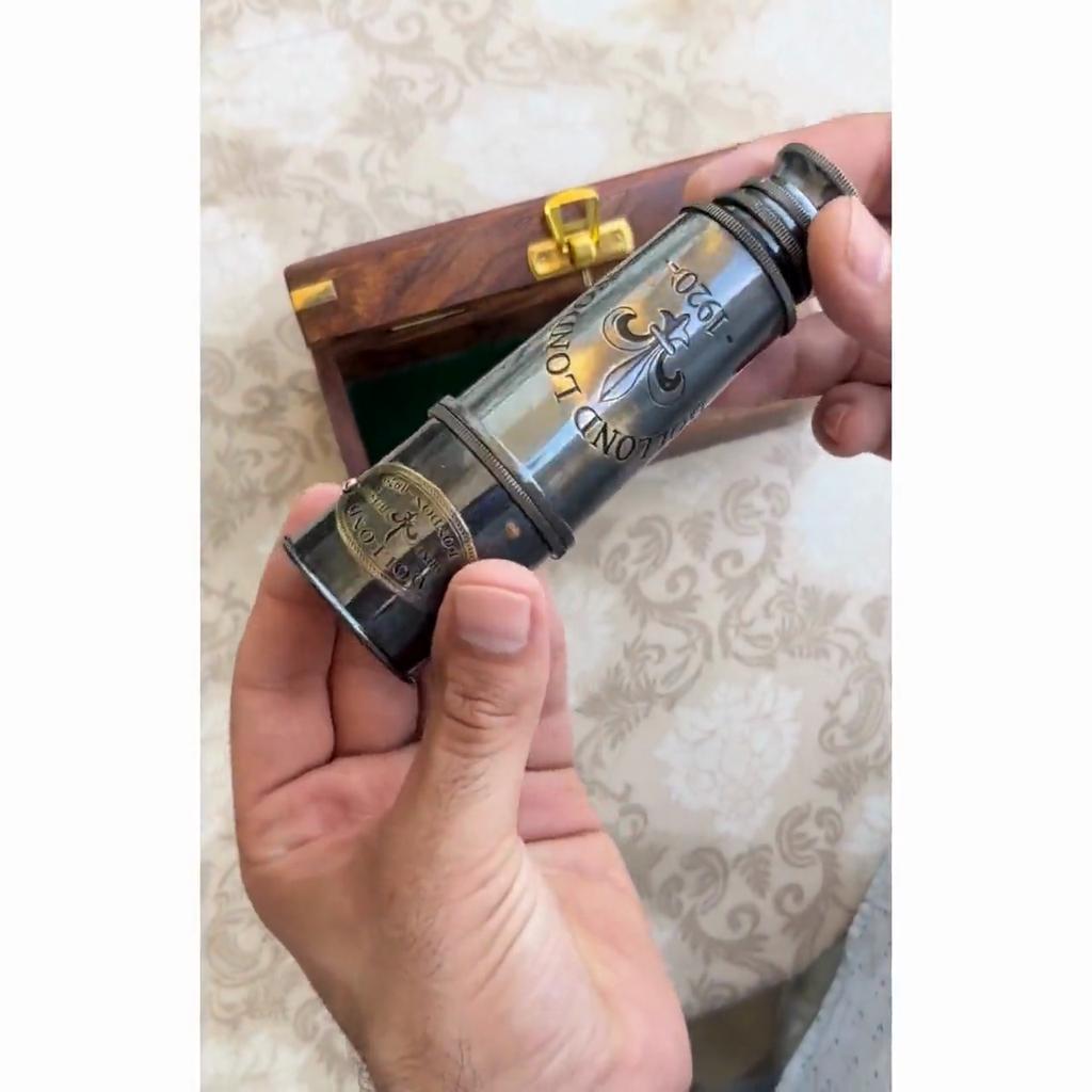 Brass Telescope Engraved Spyglass – Pirate Style Vintage Nautical Telescope for Collectors & Decor