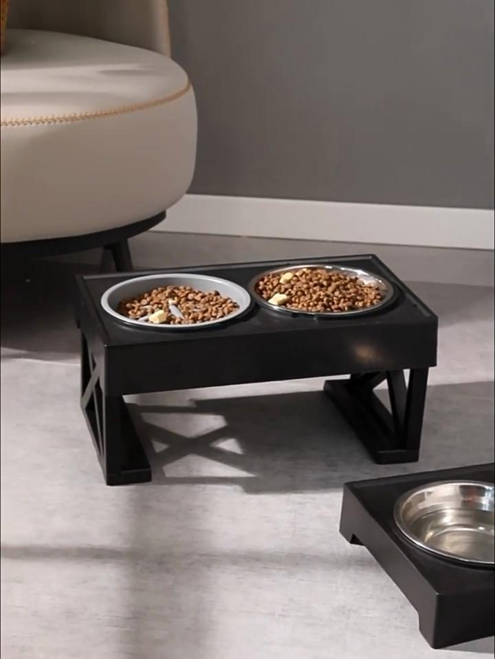 Stainless Steel Pet Food And Water Dispenser With Adjustable Stand For Indoor Use